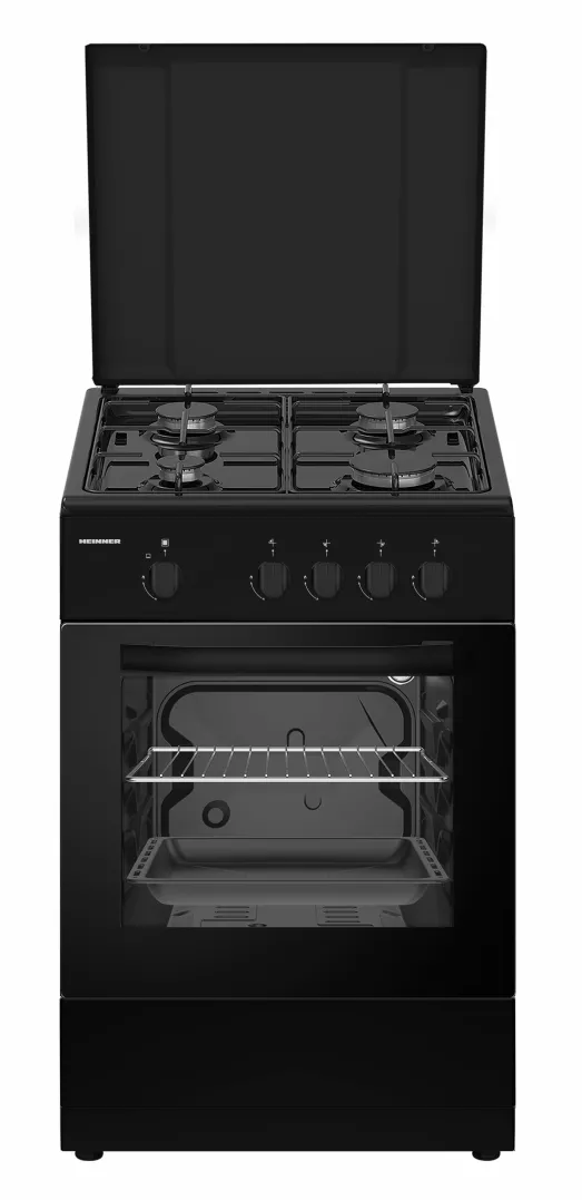 Aragaz HFSC-SME50BK, gaz, 50 x 50 cm, 4 arzatoare, Negru