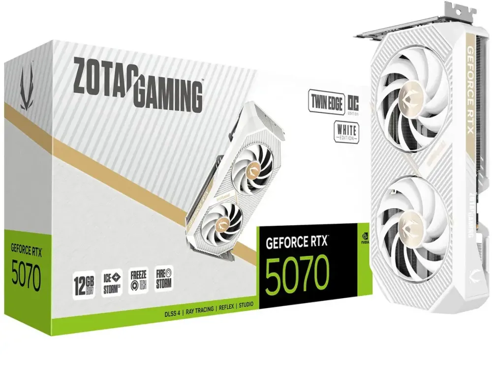 Placa Video ZOTAC ZOTAC GAMING GeForce RTX 5070 Twin Edge OC White Edition, 12288 MB GDDR7