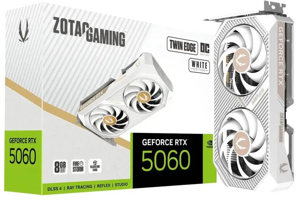 Placa Video ZOTAC GAMING GeForce RTX 5060 Twin Edge OC White Edition, 8192 MB GDDR7