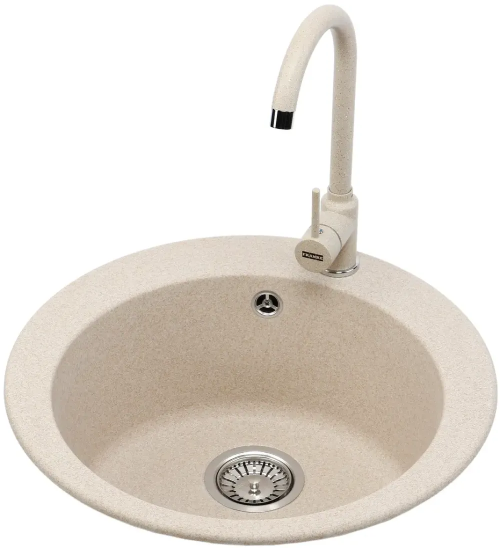 Franke Pachet chiuveta ROG 610 + baterie Pola 1.0, fragranite, diametru 510mm, adancime cuva 185, avena