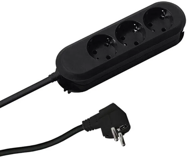Prelungitor BACHMANN SMART 3xCEE7/3, fara intrerupator, lungime cablu 3m, H05VV-F 3G1.5 negru, nedemontabil