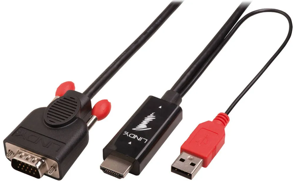 Adaptor Lindy HDMI an VGA Cablu cu USB Typ A pentru Strom 1080p 2m