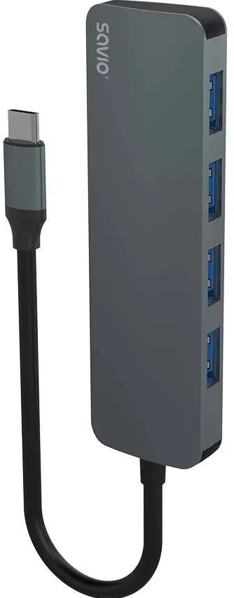 Adaptor SAVIO Hub USB-C - 4 x USB-A, AK-54