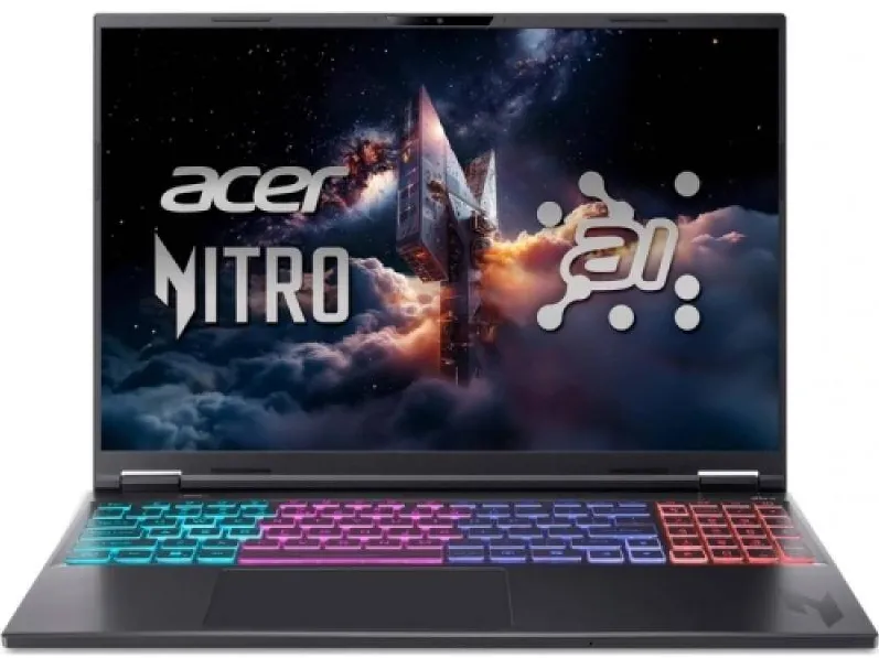 Laptop Acer Gaming 16'' Nitro 16S AI AN16S-61, WUXGA IPS 180Hz, Procesor AMD Ryzen™ Al 7 350 (16M Cache, up to 5.0 GHz), 16GB DDR5, 1TB SSD, GeForce RTX 5060 8GB, No OS, Obsidian Black