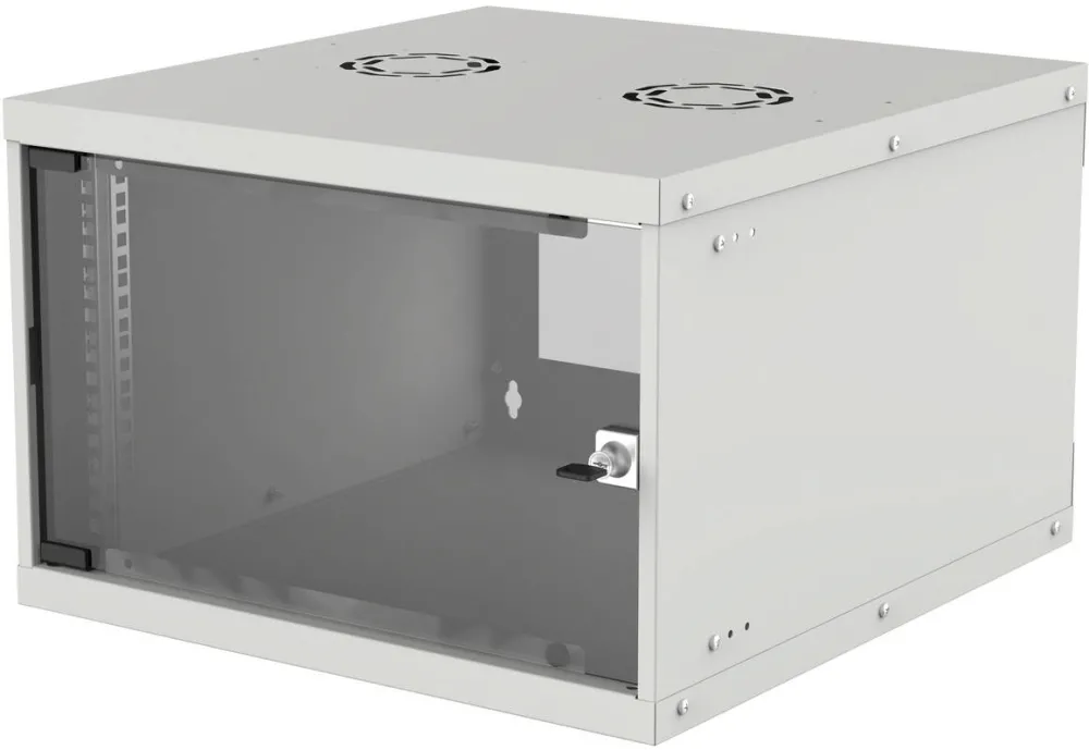 Rack Intellinet Network Cabinet, Wall Mount (Basic), 6U, 400mm Deep, Grey, Flatpack, Max 50kg, Glass Door, 19", Parts for wall installation not included