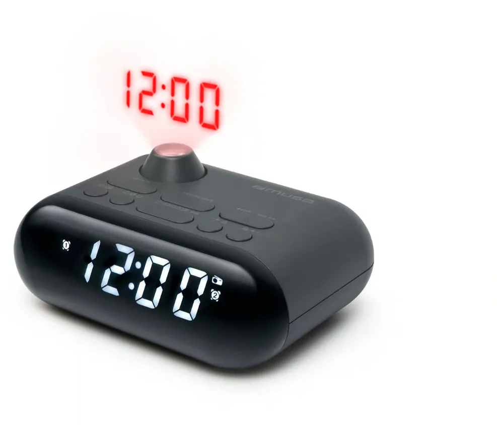 MUSE M-179 P Clock Radio With Projection, Black