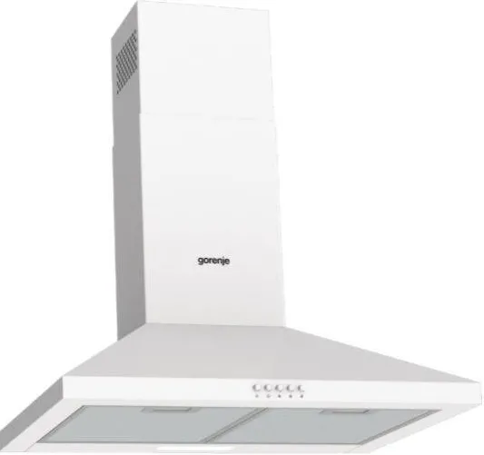 GORENJE Hota semineu WHC629E4W, 60 cm, 65 dB, putere absorbtie 450 m3/h, LED, control butoane, 3 viteze, Alb