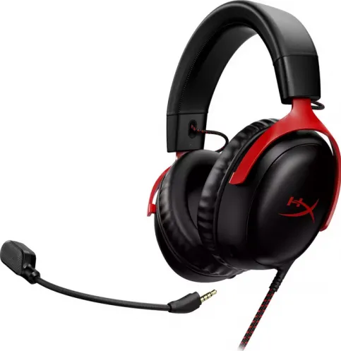 Casti Over-Head HP HyperX Cloud III, 3.5mm jack/USB-A/USB-C, Black-Red