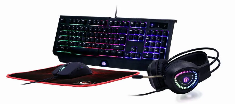 Kit Periferice Gembird GGS-UMGL4-01 Gaming Set "Phantom" with 4in1 backlight, keyboard, mouse, pad, headphones