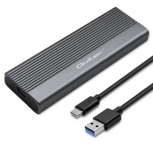 Rack QOLTEC Enclosure for SSD M.2 drive,SATA,NGFF,USB C