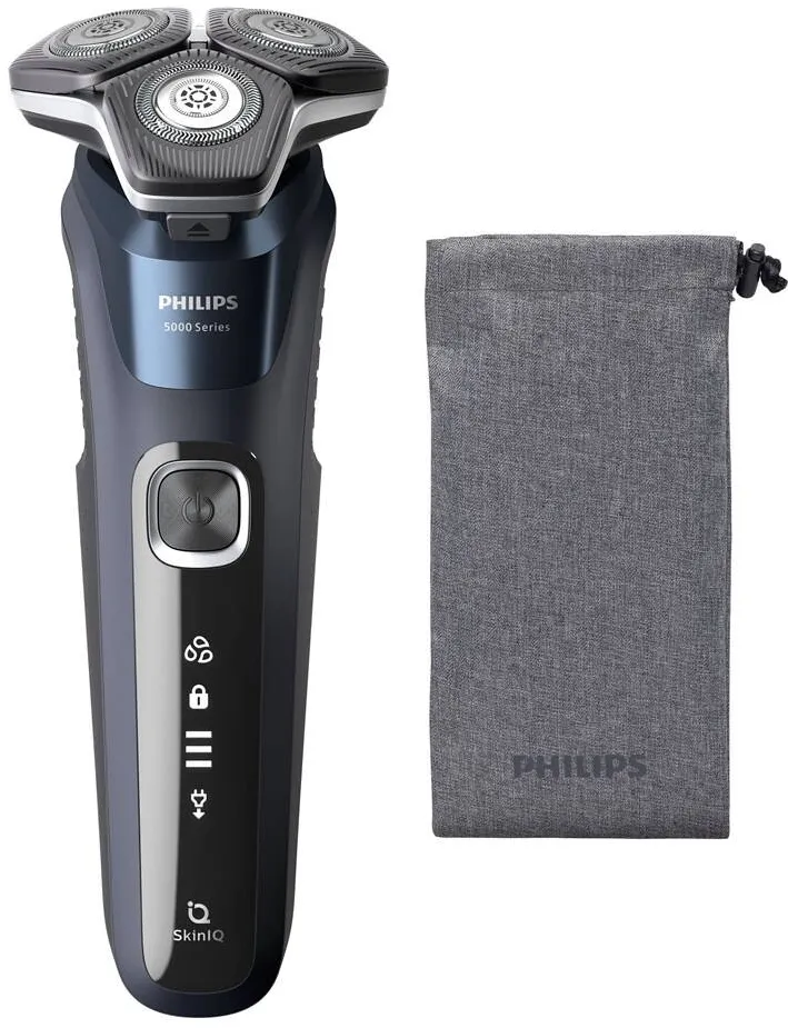 Aparat de ras rotativ Philips Series 5000 S5885/10 cu trimmer negru/albastru