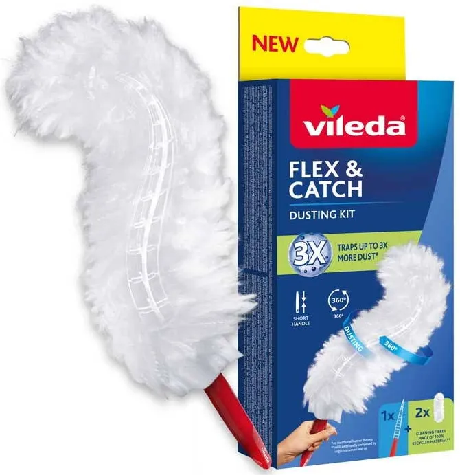VILEDA Set indepartarea prafului Flex & Catch pamatuf maner scurt + 2 rezerve