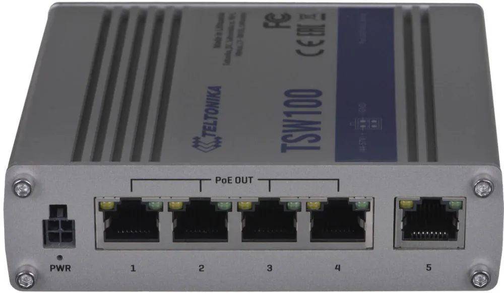 Switch TELTONIKA TSW100 5x RJ45 1000Mb/s, 4x PoE