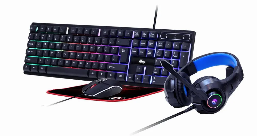 Kit Periferice Gembird GGS-UMGL4-02 Gaming Set "Ghost" with 4in1 backlight, keyboard, mouse, pad, headphones