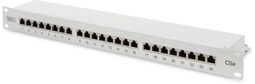 Patchpanel Assmann 1HE 24-Port Cat5e ecranat Gri