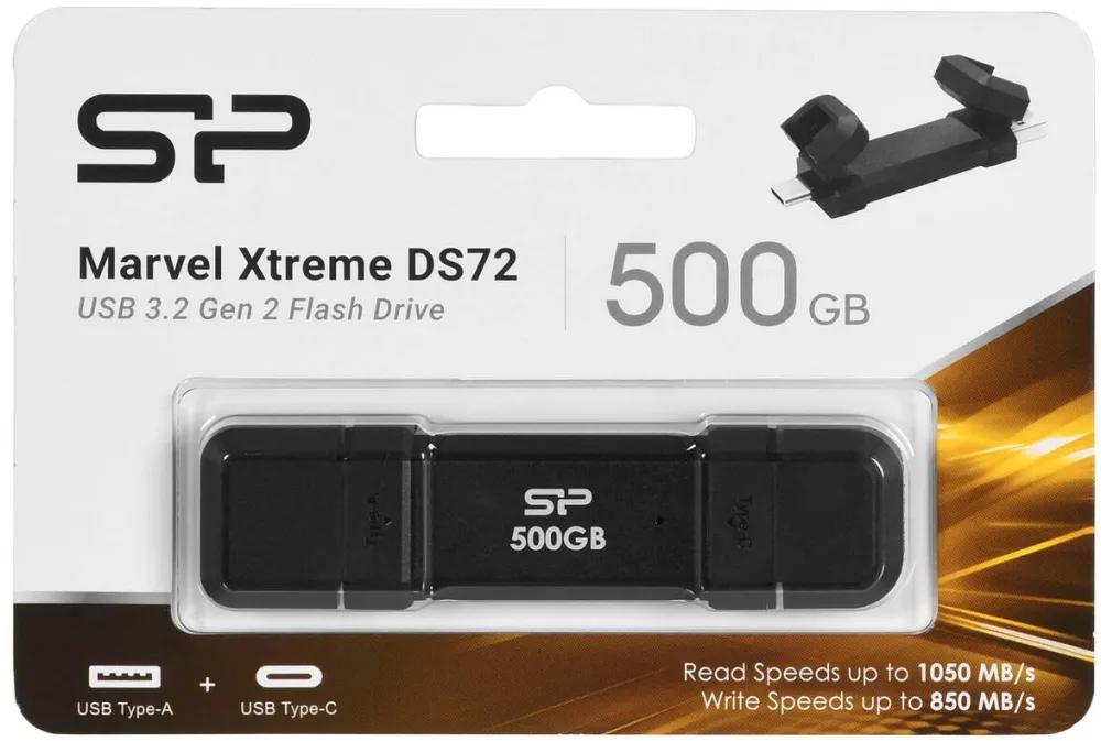 Memorie USB SILICON-POWER Silicon Power DS72 USB flash drive 500 GB USB Type-A / USB Type-C 3.2 Gen 2 (3.1 Gen 2) Black