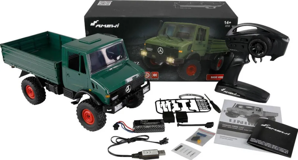 Masina AMEWI Mercedes-Benz Arocs Licens Crane Truck w. Tipper RTR green