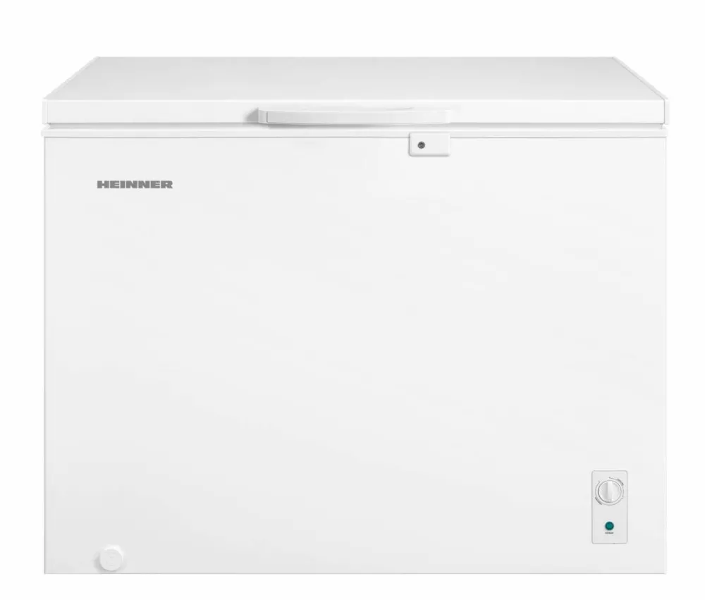 HEINNER HCF-M293INVCE++, 293 L, Clasa E, Convertibila(Frigider/Congelator), Compresor inverter, Control mecanic, Termostat ajustabil, Luminare LED, Maner extern cu incuietoare, 2 cosuri, Rezistenta la frig, Alb