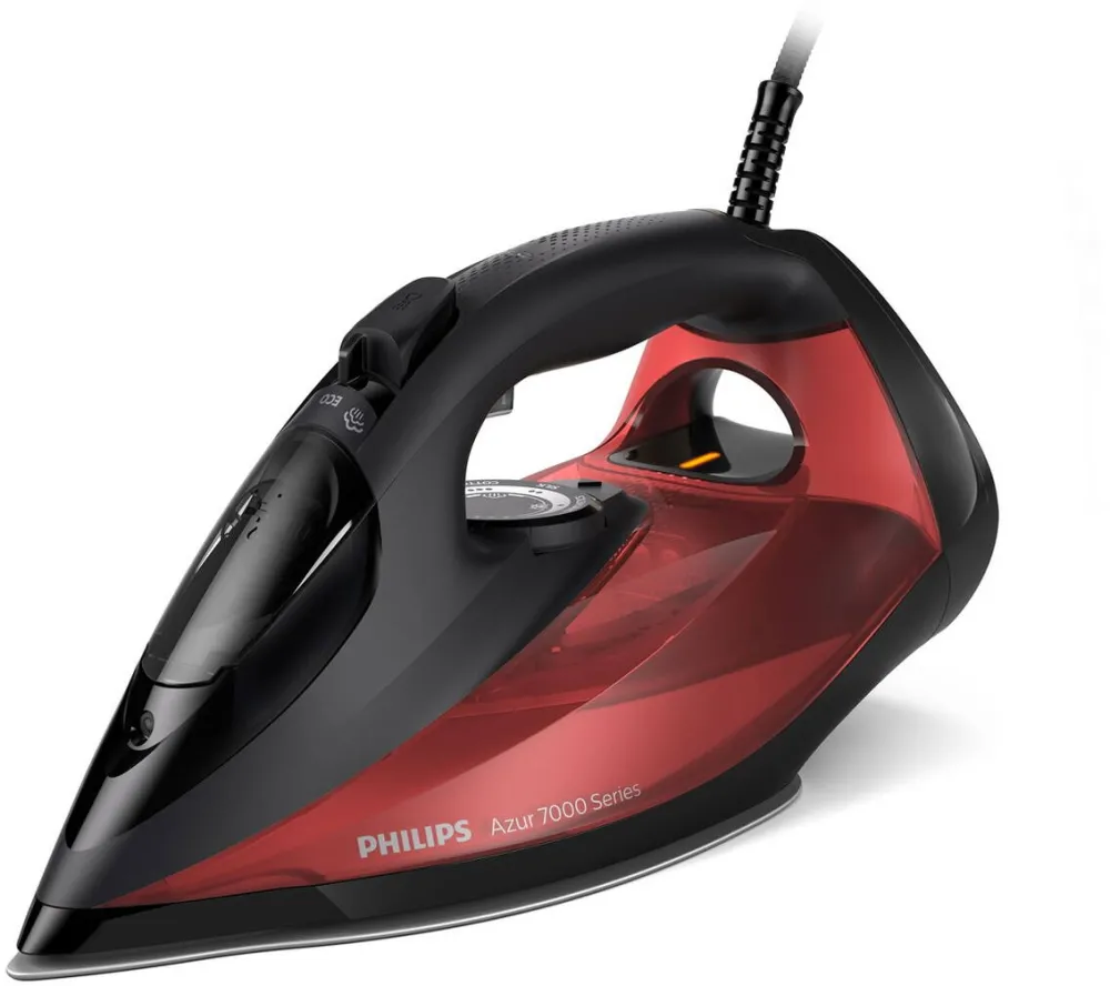 Philips Fier de Calcat Seria 7000 DST7022/40, 2800W, 250g/min, 300ml, Talpa SteamGlide Plus, Rosu-Negru
