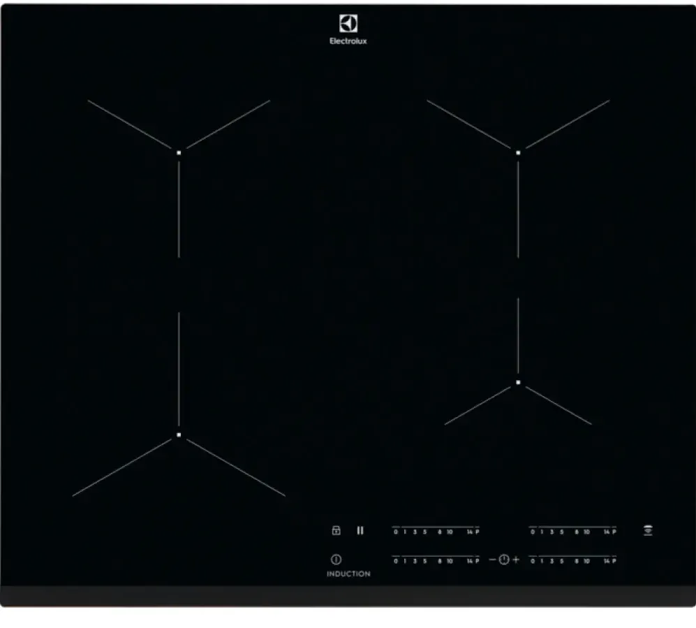 Plita ELECTROLUX incorporabila EIT61443B, Inductie, 4 zone de gatit, Touch control, 60 cm, Sticla neagra