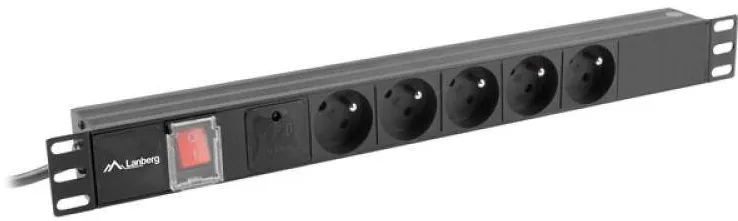 LANBERG Unitate distributie alimentare PDU 19", 1U, 16A, 5 prize, negru