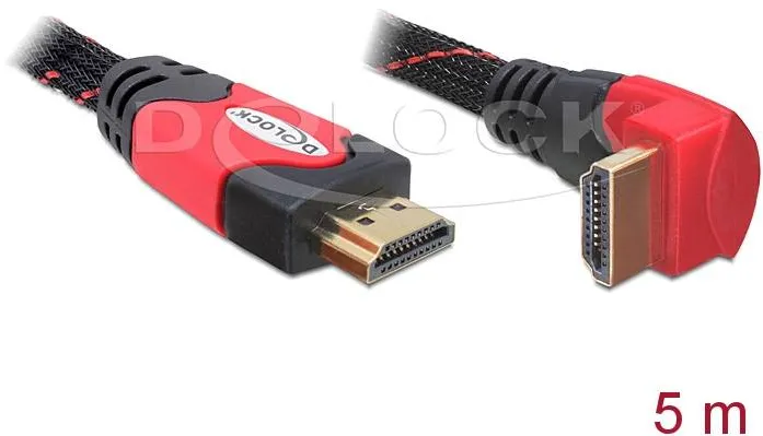 DELOCK Delock Cable High Speed HDMI with Ethernet HDMI A male > HDMI A male angled 5m