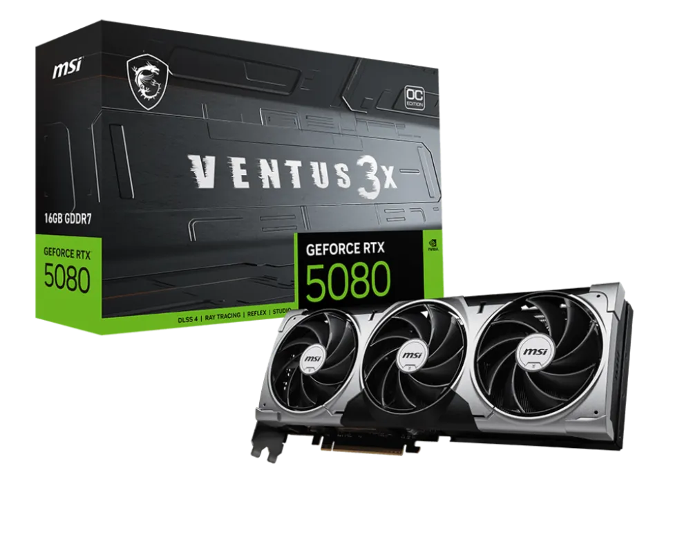 Placa Video MSI GeForce RTX 5080 Ventus 3X OC 16GB GDDR7 256-bit DLSS 4.0