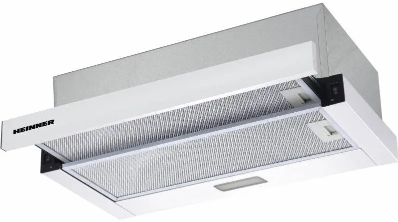 HEINNER Hota incorporabila telescopica HTCH-F400WH, Putere de absorbtie 358 m3/h, 1 motor, Iluminare LED, 60 cm, Alb