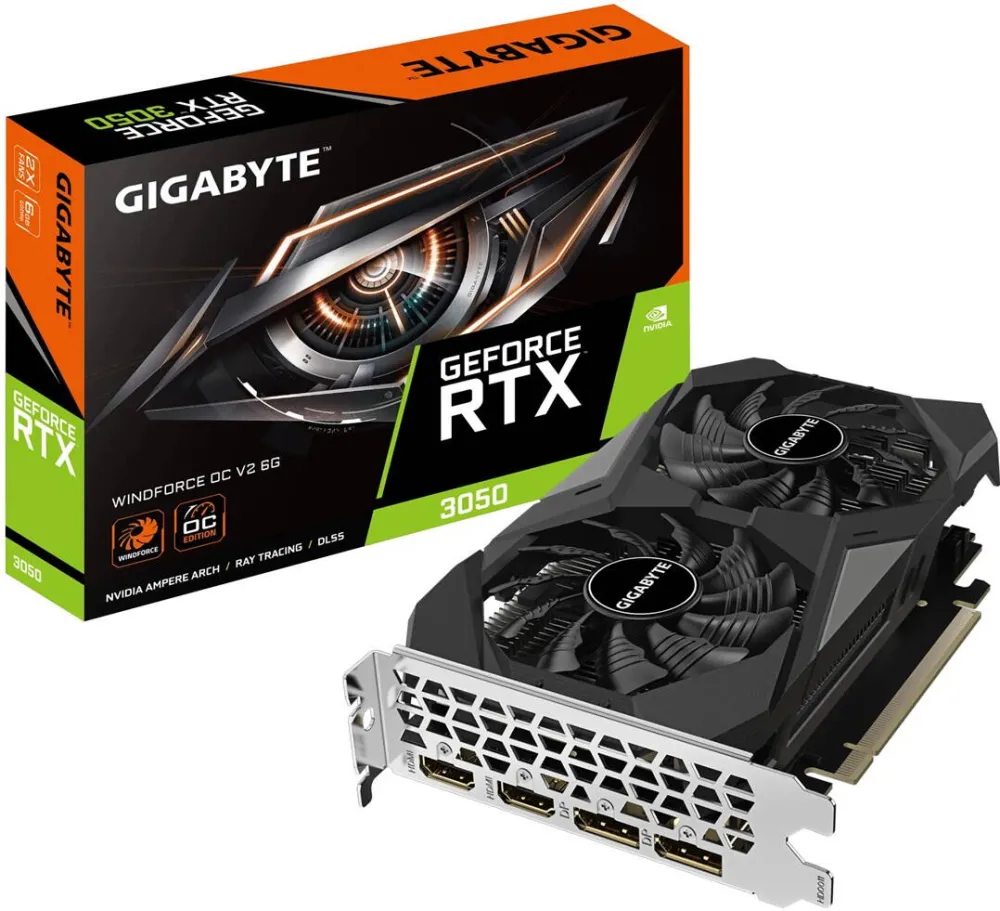 Placa Video GIGABYTE GeForce RTX 3050 WINDFORCE OC V2 6G NVIDIA 6 GB GDDR6