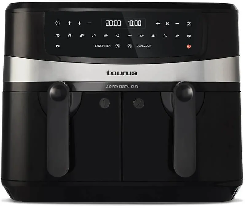 Friteuza cu aer cald Taurus Digital Duo AF2600D, 9L, 2200 - 2600W, Negru