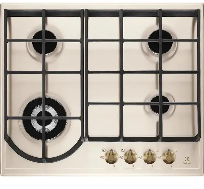 Plita ELECTROLUX incorporabila EGH6343RON, Gaz, 4 arzatoare, Gratare de fonta, 60 cm, Rustic crem