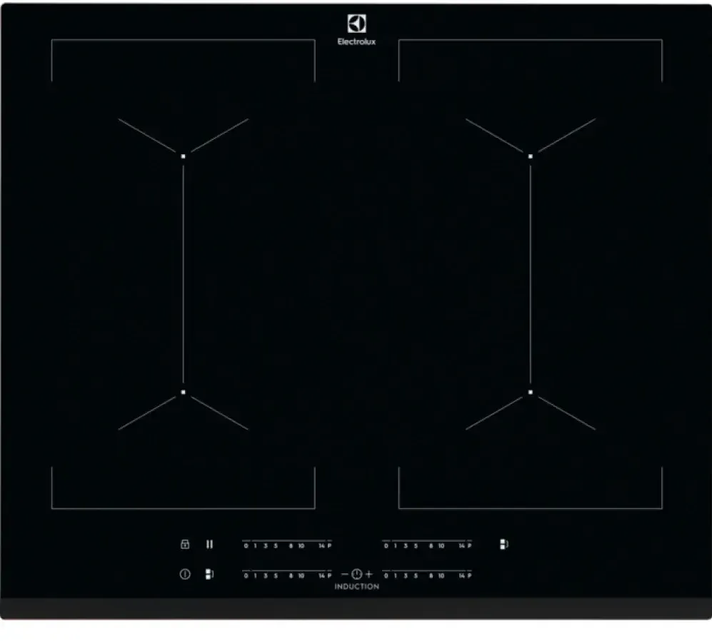 Plita ELECTROLUX incorporabila EIV644, Inductie, 4 zone de gatit, DoubleBridge, PowerBoost, Timer, Control touch, 60 cm, Sticla neagra