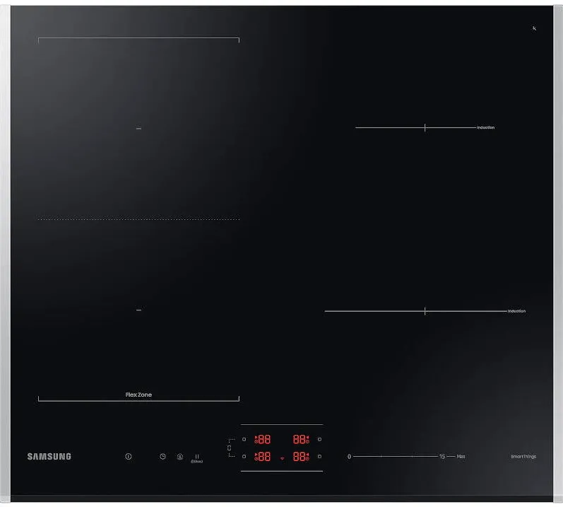 Plita Samsung incorporabila NZ64B5046JK/U2, Inductie, 4 zone de gatit, Control tactil, Display, 60 cm, Sticla neagra