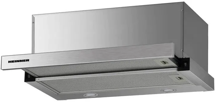 HEINNER Hota incorporabila telescopica HTCH-F660IX, Putere de absorbtie 612 m3/h, 1 motor, Iluminare LED, 60 cm, Inox