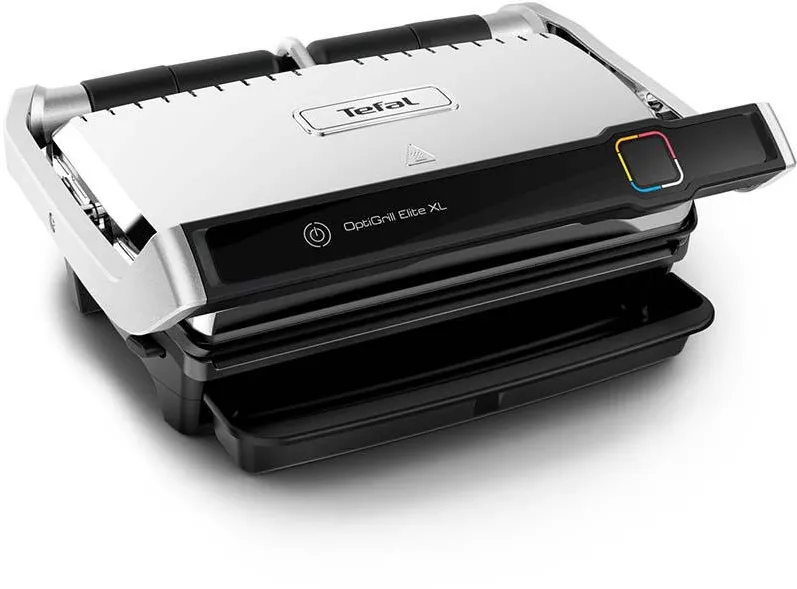 TEFAL Gratar electric OptiGrill Elite XL GC760D30, 16 programe de gatit, placi 40x20cm, termostat reglabil, negru/inox, 2200W