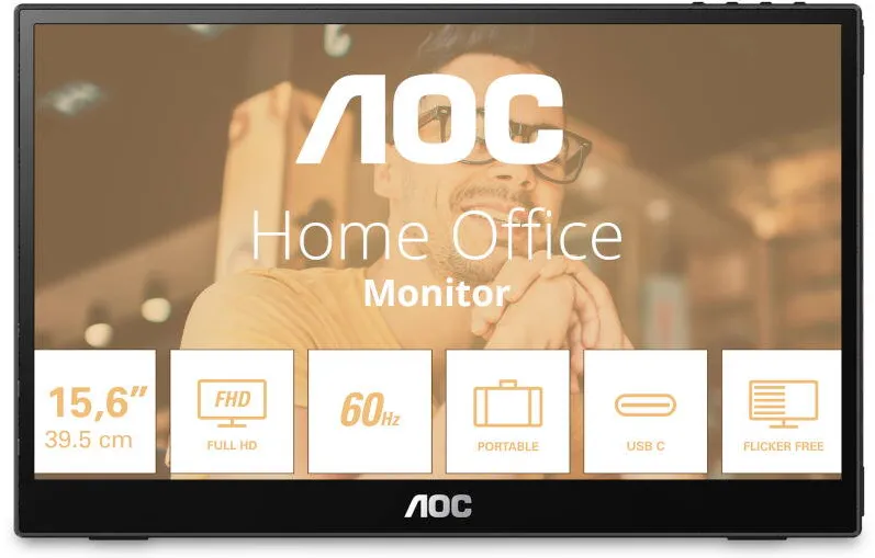 Monitor AOC Portabil 16T3EA 15.6 inch FHD IPS 4 ms 60 Hz USB-C