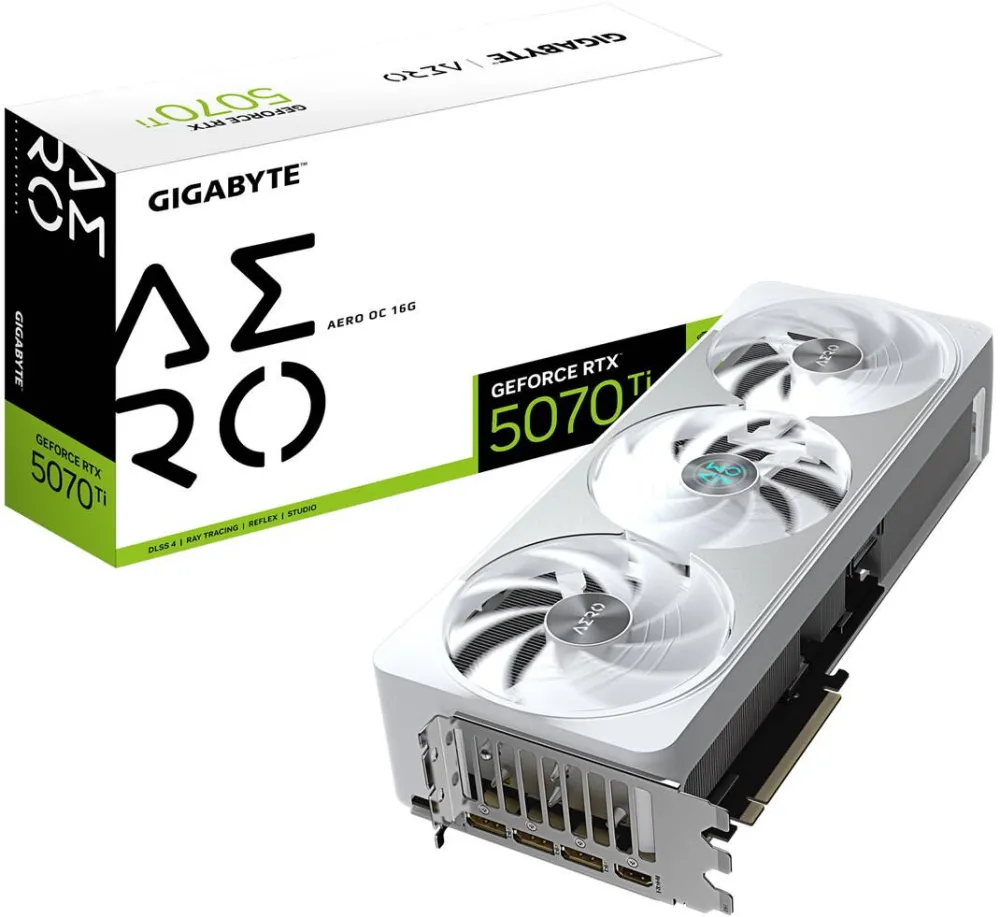 Placa Video GIGABYTE GeForce RTX 5070 Ti AERO OC 16GB GDDR7 256-bit DLSS 4.0