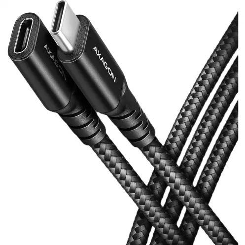 Cablu AXAGON USB-C la USB-C 3.2 Gen 2, prelungitor, 1.5m, 240W, matisat, conector aluminiu, Negru