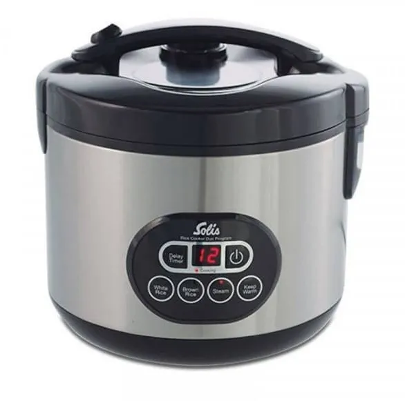 Solis Aparat de gatit orez si alimente la abur Solis, Rice Cooker DUO, capacitate 1,2 L / 6 portii, ecran digital & timer, functie abur si incalzire, otel inoxidabil