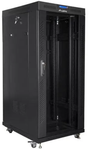 Rack LANBERG 19 inch installation cabinet, standing, 27u 800x1000 black, lcd glass door (flat pack)