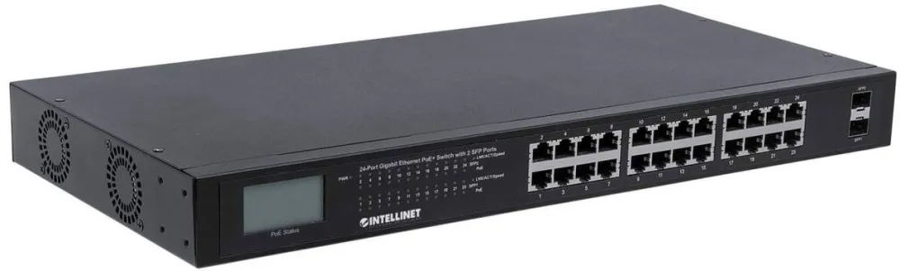 Switch Intellinet Gigabit 24x RJ45 PoE+, 2x SFP, LCD