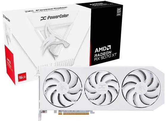 Placa Video POWERCOLOR Hellhound Radeon RX 9070 XT Spectral White AMD 16 GB GDDR6