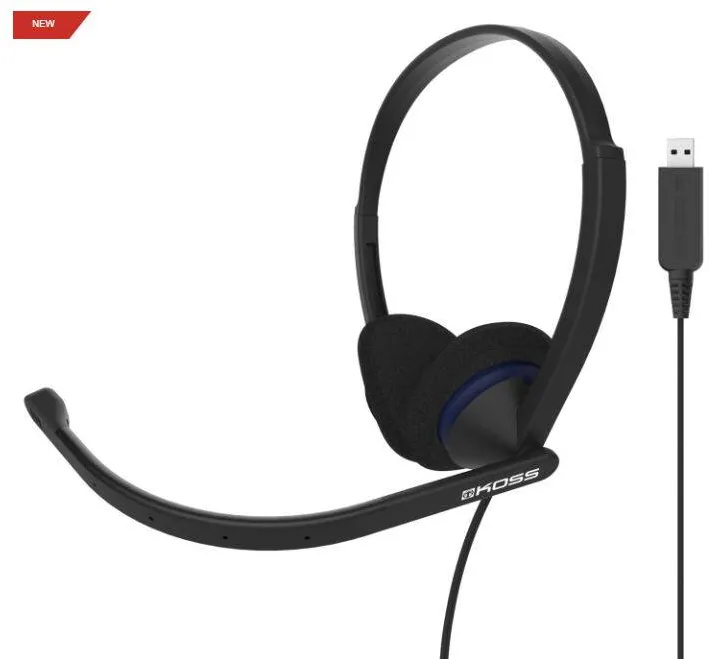 Casti Over-Head Koss CS200 USB Headsets, On-Ear, Wired, Microphone, Black