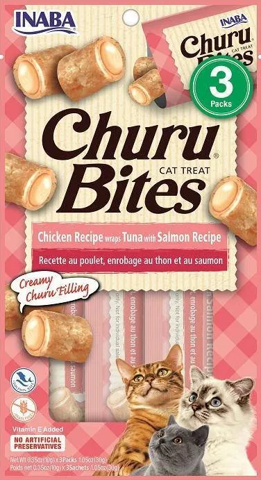 INABA INABA Churu Bites Chicken cu ton si somon - delicii pentru pisici - 3x10 g