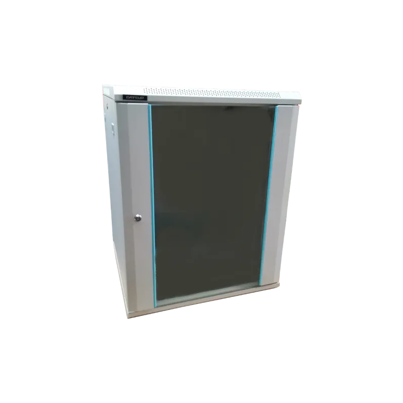 Rack Dateup 15U 600x600, montare pe perete, usa din sticla, panouri laterale detasabile si securizate, dezasamblat, culoare gri RAL 7035, DATEUP