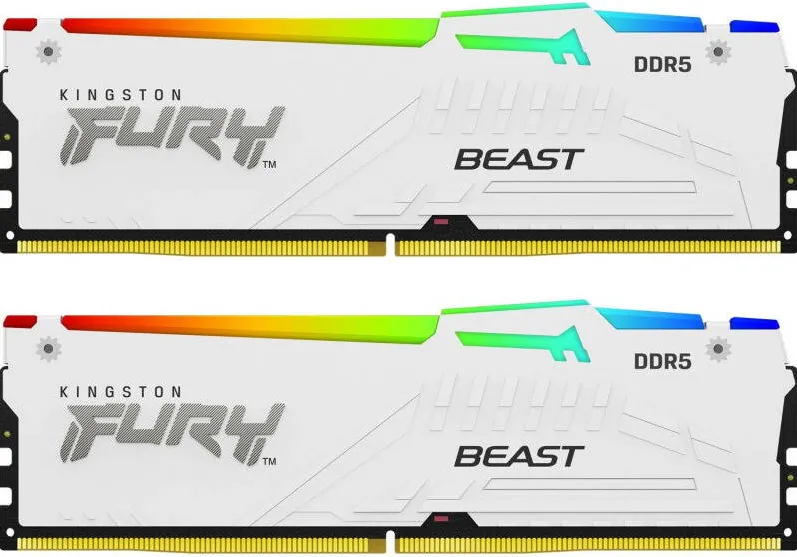 Memorie RAM Kingston FURY Beast RGB White 32GB DDR5 6000MHz CL30 Dual Channel Kit