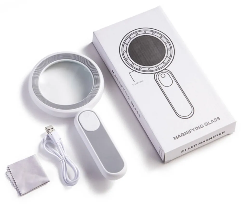 Magniftng Lupa cu LED, 20X, 1200mAh, 3 Moduri iluminare, Incarcare USB, Gri
