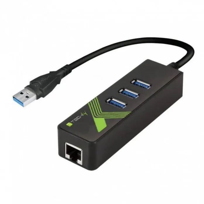 Hub USB TECHLY USB 3.0 Adapter a. Gigabit Ethernet m. 3Port USB3.0 s