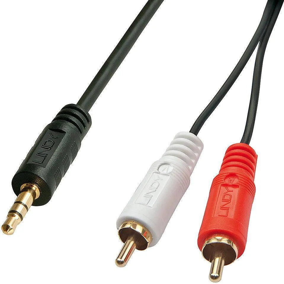 Lindy Audiokabel RCA 3.5mm/2m 2xRCA/3.5mm m/m vergoldet