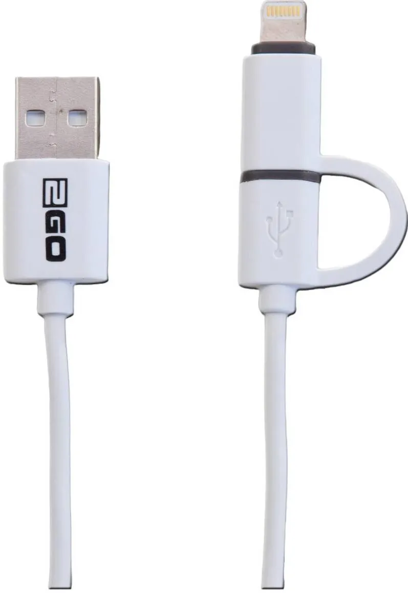 2GO 2GO 2in1 USB Lade-/Datenkabel f. Micro-USB & Apple 100cm ws